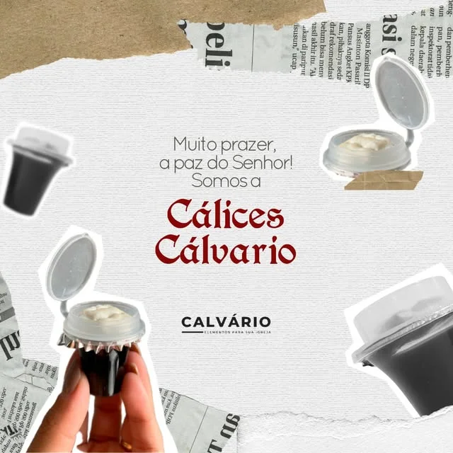 Cálice individual pronto para Santa Ceia da Cálices Calvário